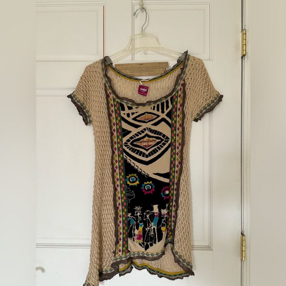Knitted Top by IVKO, hand knit wool, cotton linen blend